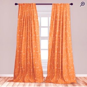 Pair of Orange Floral Curtain Panels 28" W x 63" L